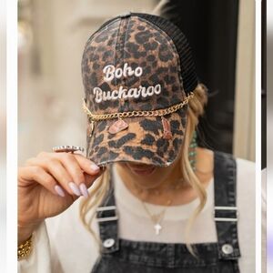 NEW!!! Leopard Print Trucker Hat With Western Charms, NWT